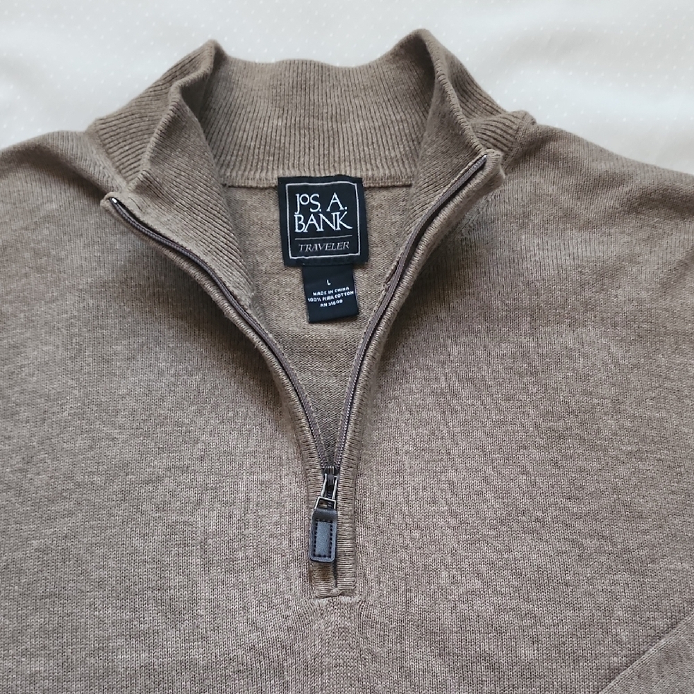 Jos. A.Bank 1/4-zip pullover Men's Brown 100% Pima Cotton Sweater - (Large)